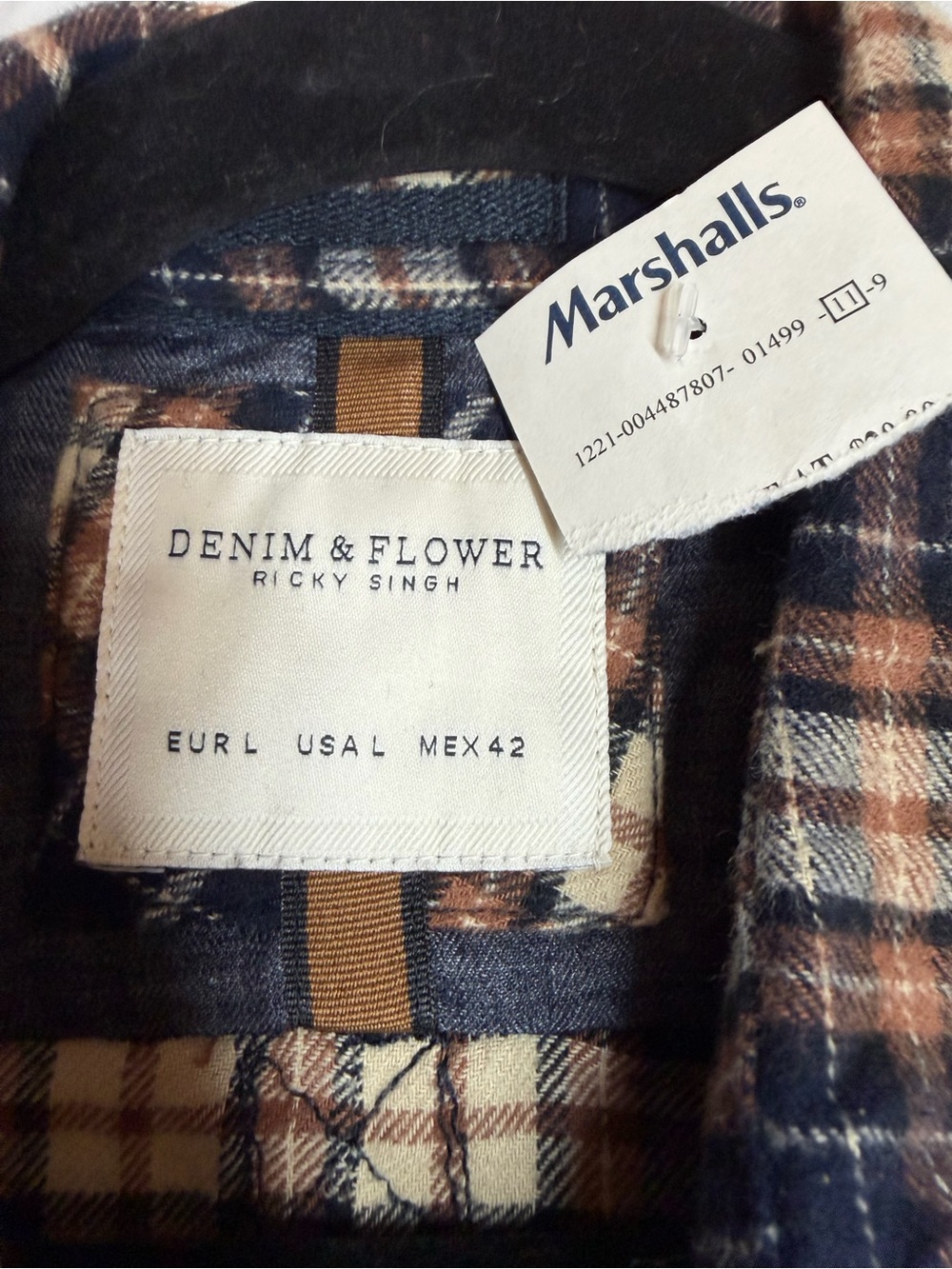 Denim & Flower Navy, Tan and Cream Plaid Button-Up Shirt - Picture 2 of 4